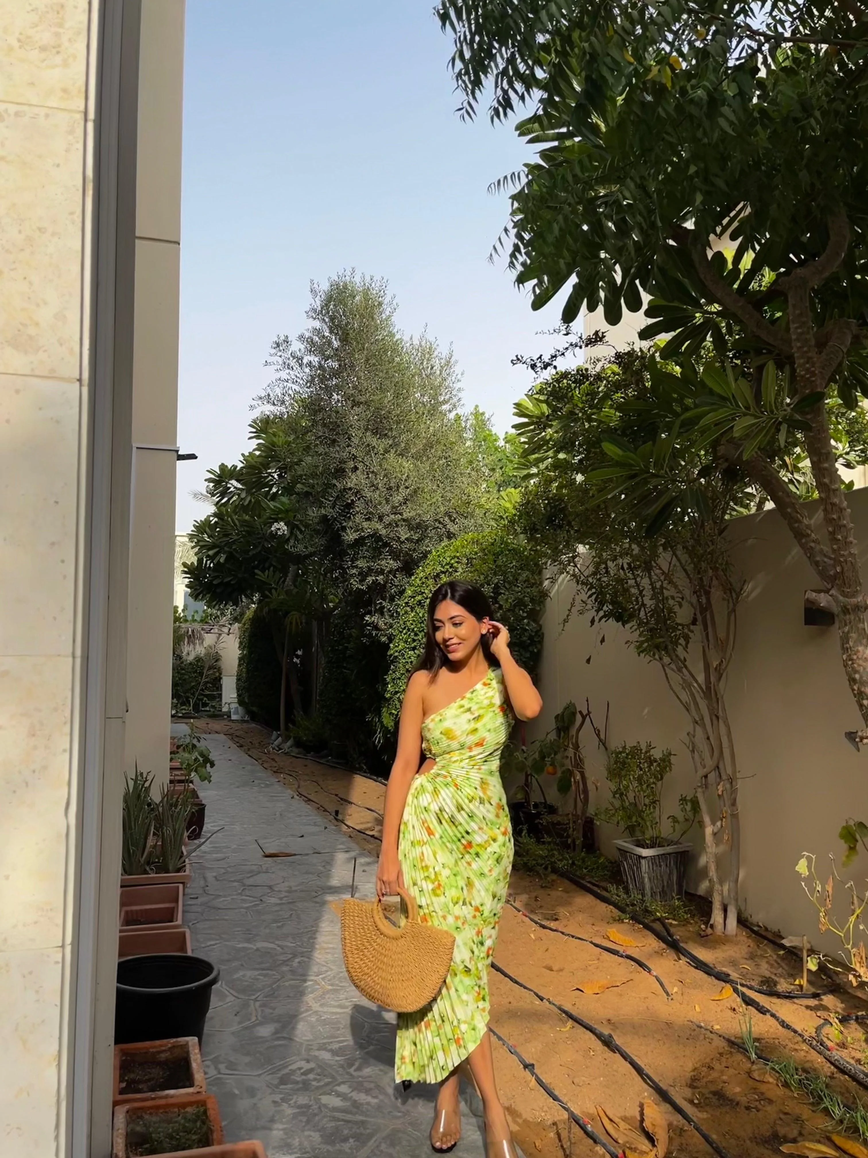 Madison Statement Floral Summer Dress In Green - Image 2