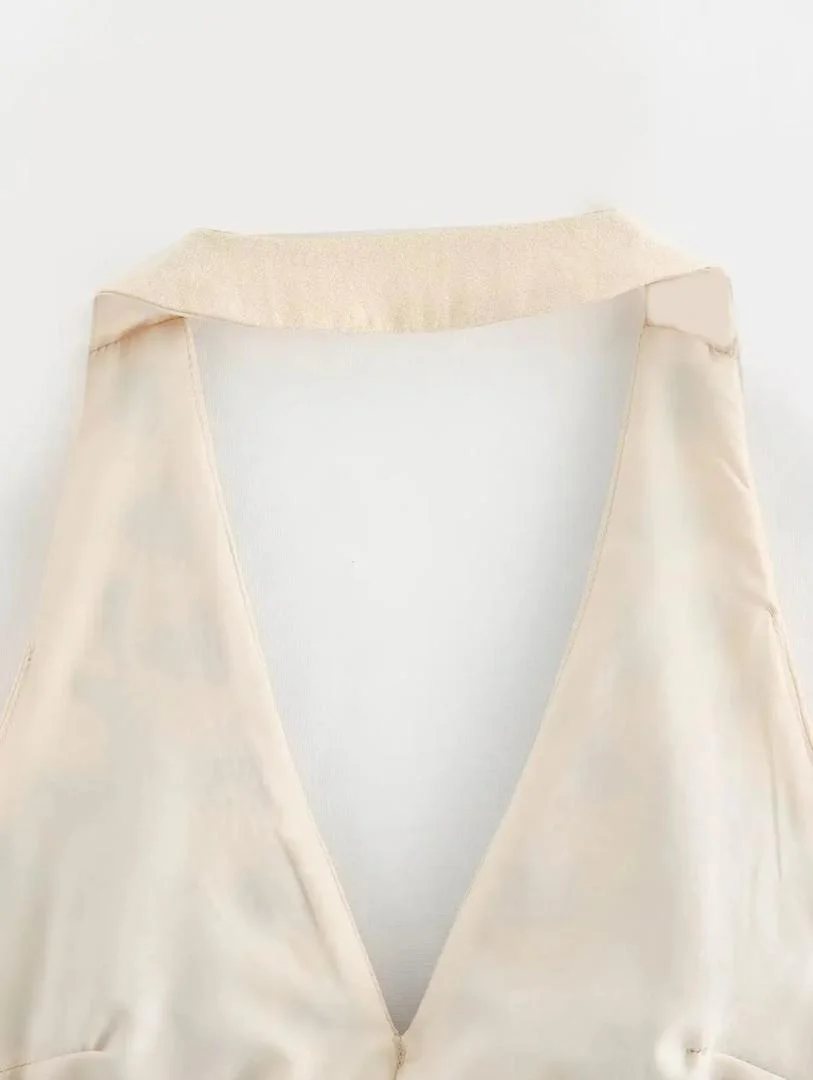 Maiko Halterneck Summer Top In Beige - Image 4
