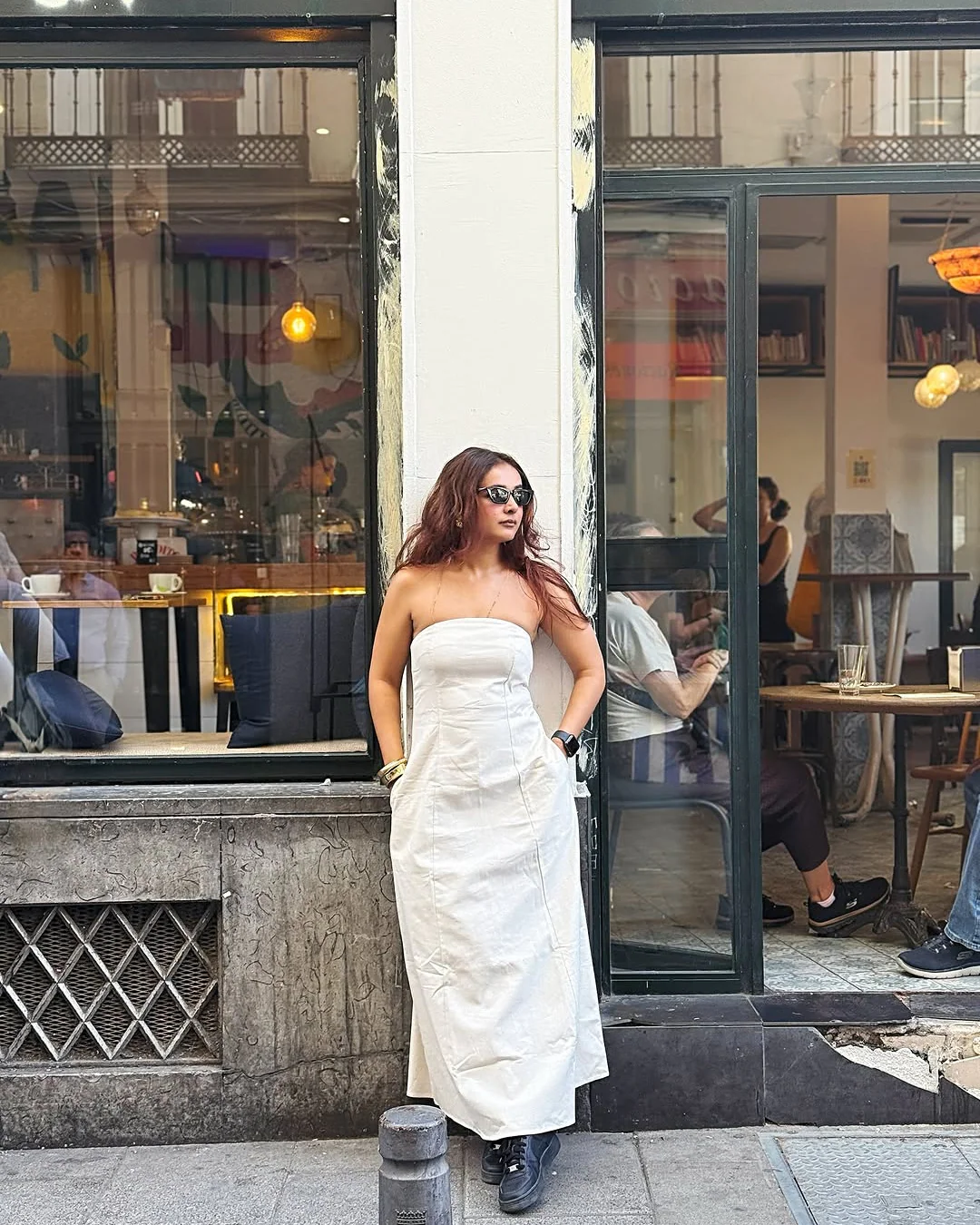 Maisie Offshoulder Holiday Tube Dress In Beige