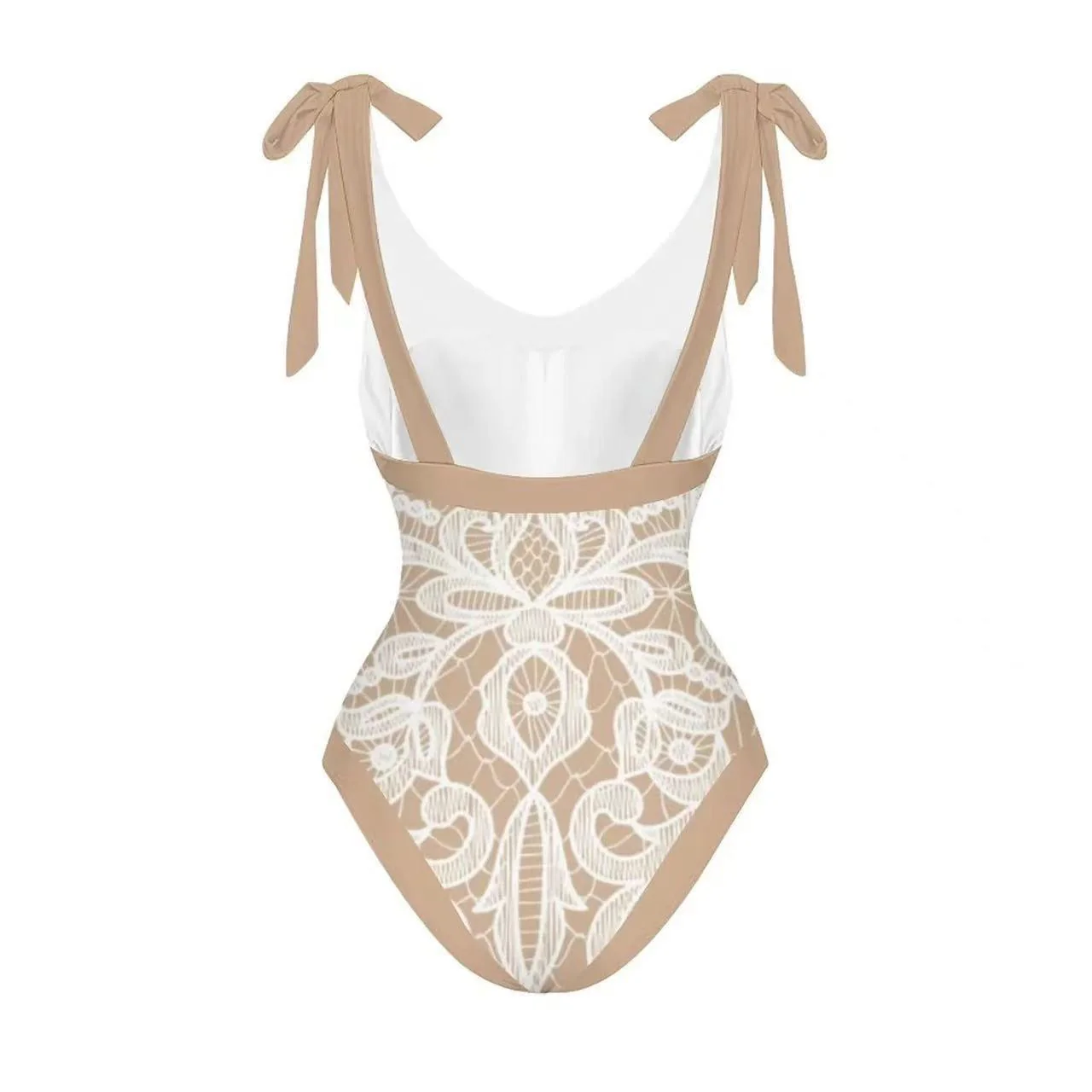 Malibu Swimsuit With Sarong In Beige - Image 3