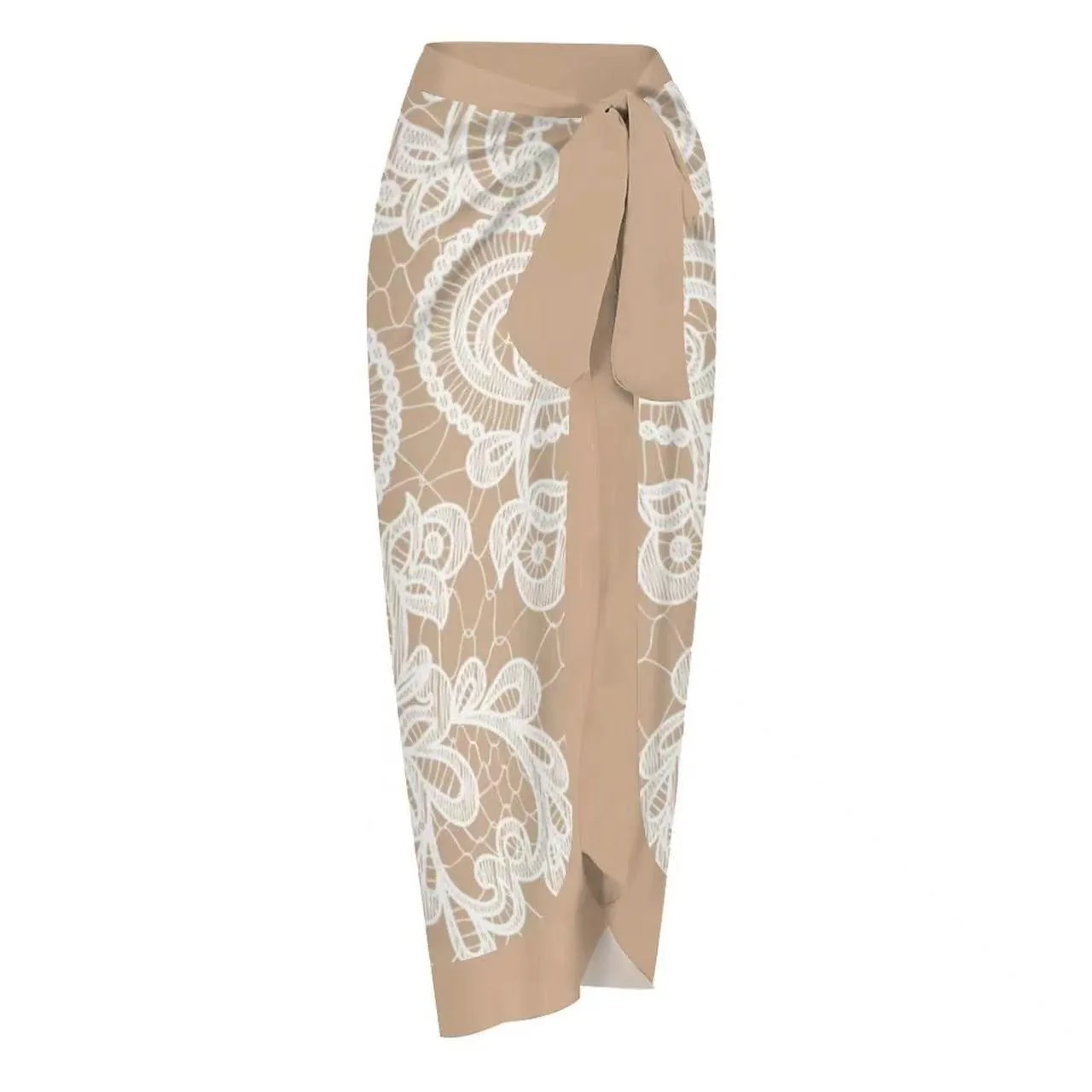 Malibu Swimsuit With Sarong In Beige - Image 4
