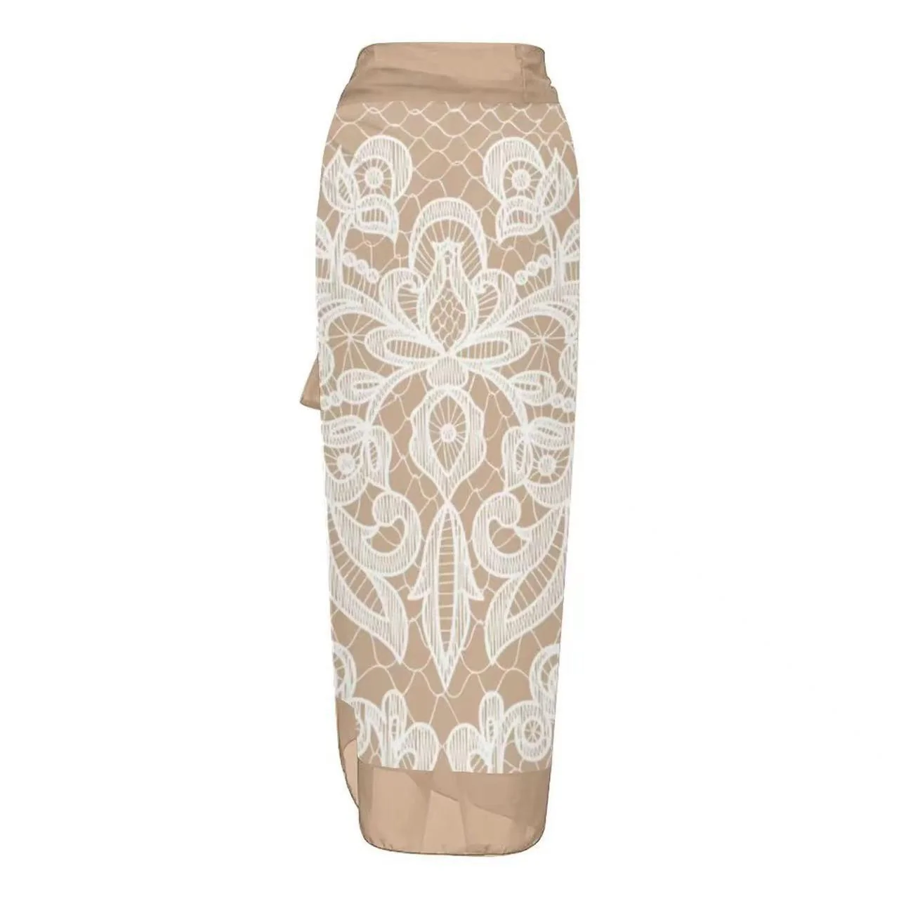 Malibu Swimsuit With Sarong In Beige - Image 5