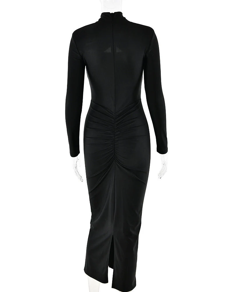 Malina Bodycon Midi Dress In Black - Image 7