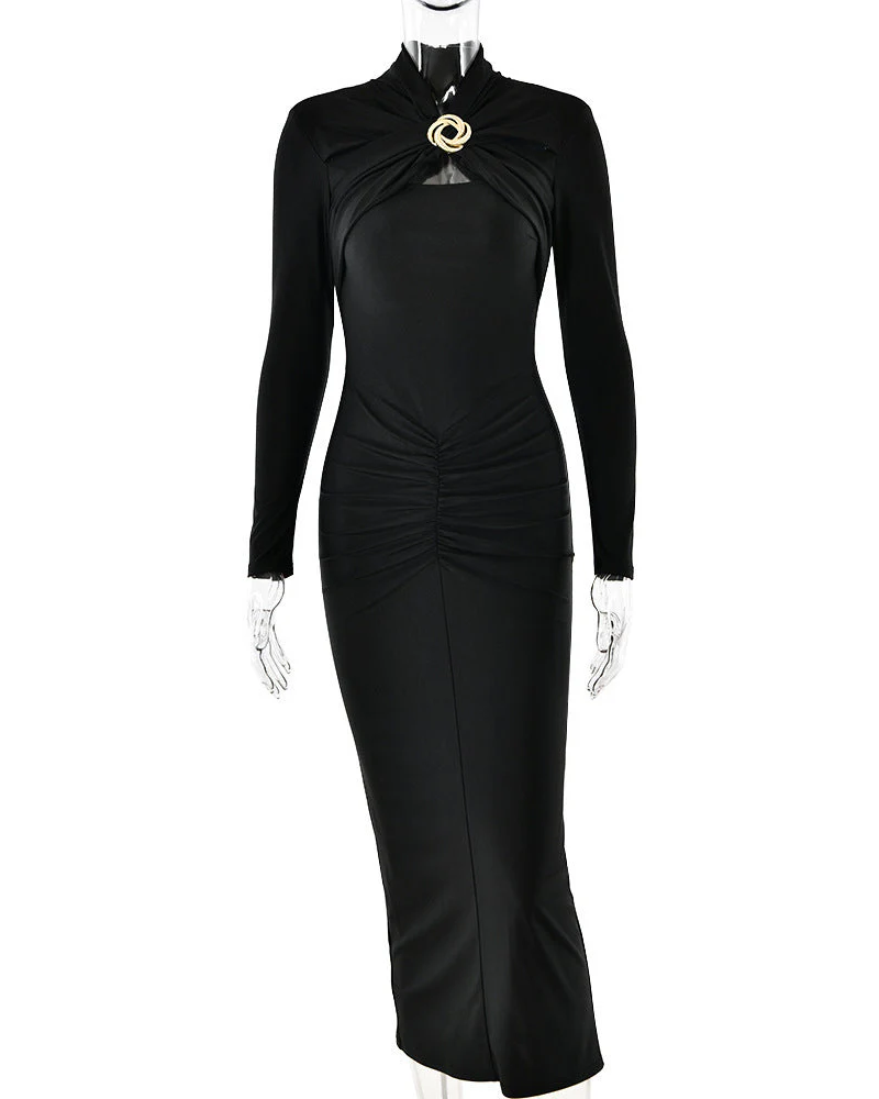 Malina Bodycon Midi Dress In Black - Image 8