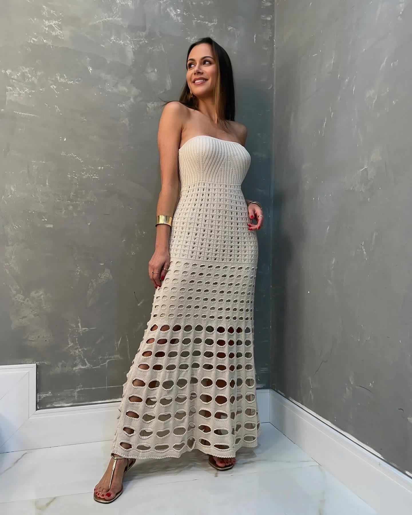 Marbella Soft Knit Crochet Dress - Image 4