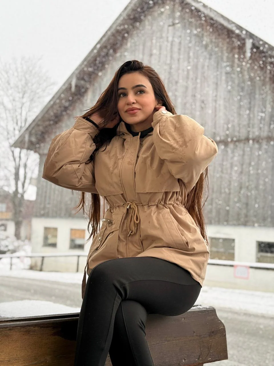 Margot Warm Fleece Lined Parka Jacket In Brown - Image 9
