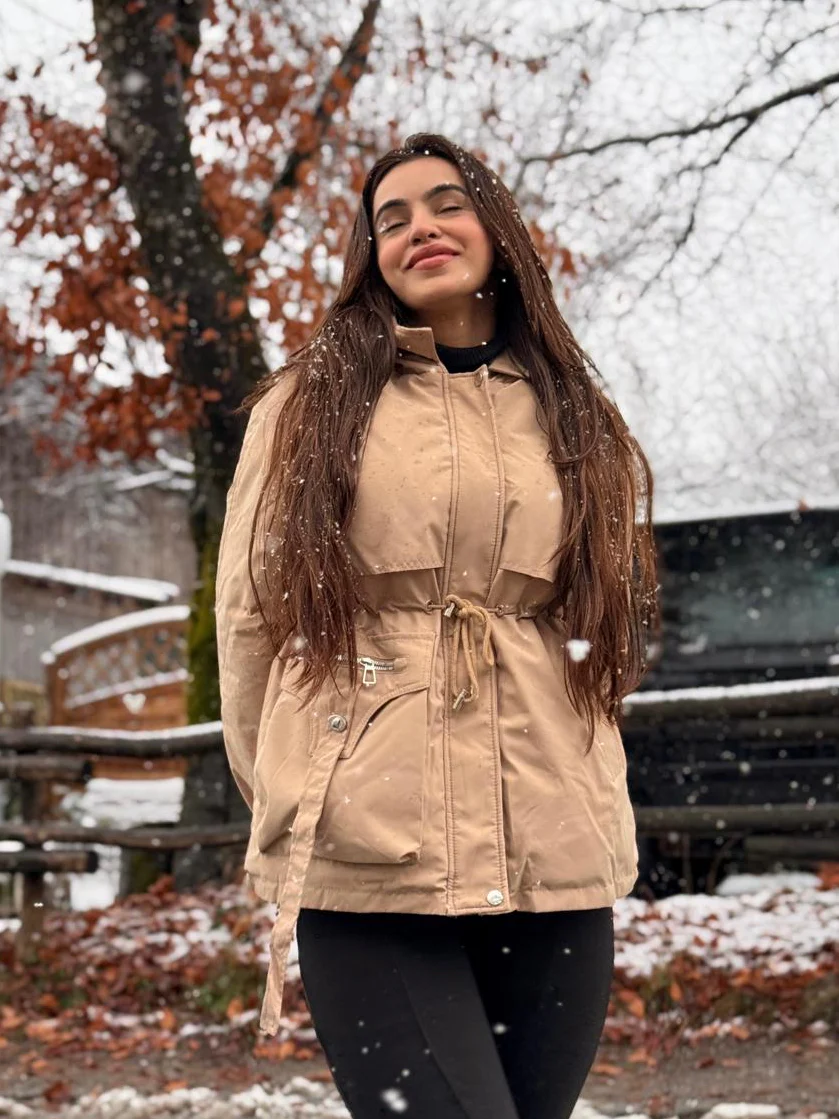 Margot Warm Fleece Lined Parka Jacket In Brown - Image 2