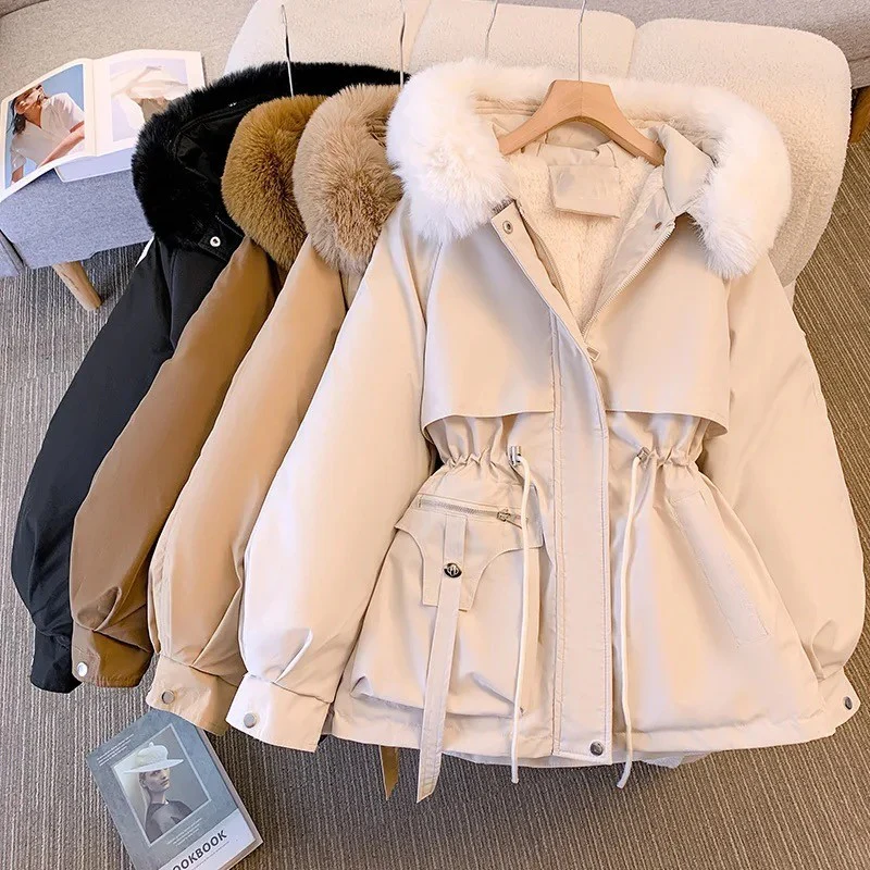 Margot Warm Fleece Lined Parka Jacket In Beige - Image 2