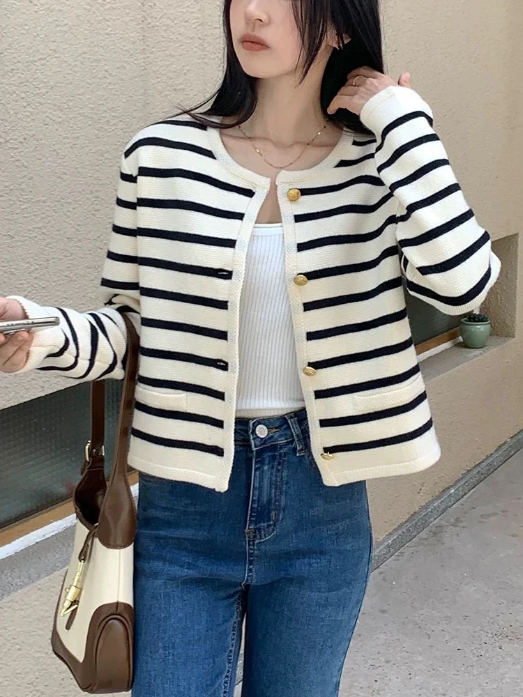 Marietta Striped Woolen Cardigan - Image 4