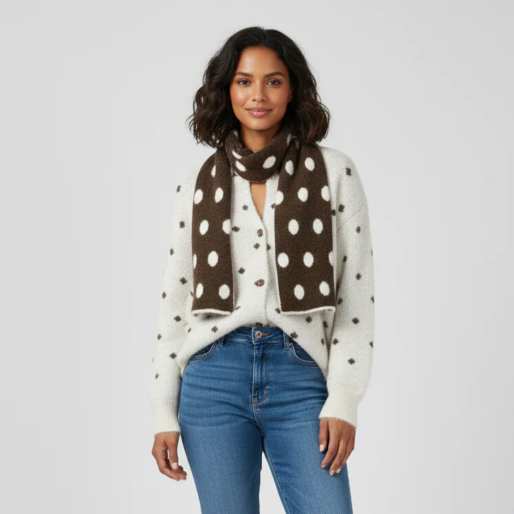 Maristella Printed Cardigan With Scraf - Image 2