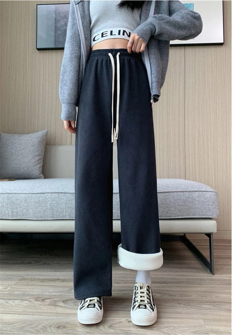 Marley Wide Leg Fleece Pants In Beige - Image 8