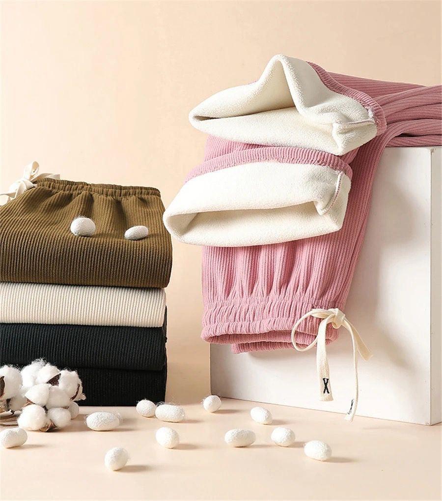 Marley Wide Leg Fleece Pants In Beige - Image 5