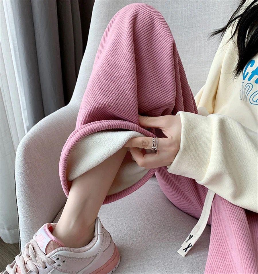 Marley Wide Leg Fleece Pants In Beige - Image 6