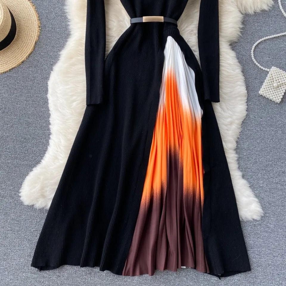 Tiana Pleated Woolen Dress In Black - Image 3