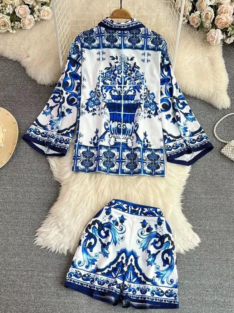 Mary Porcelain Coord Set In Blue - Image 3