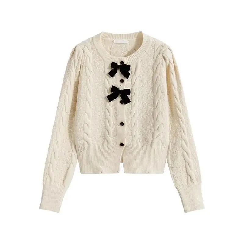 Maya Cute Woolen Sweater with Bow Detail - Image 8
