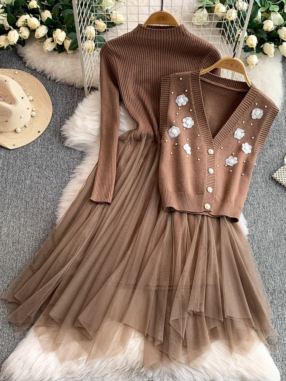 Mayfair Woolen Dress With Vest Top - Image 2