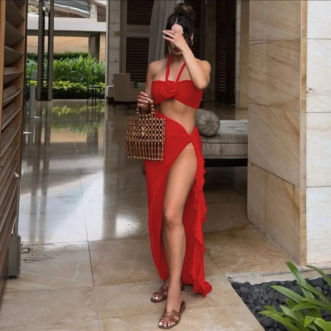 Mayne Summer Holiday Coord Set -Resortwear In Red - Image 10