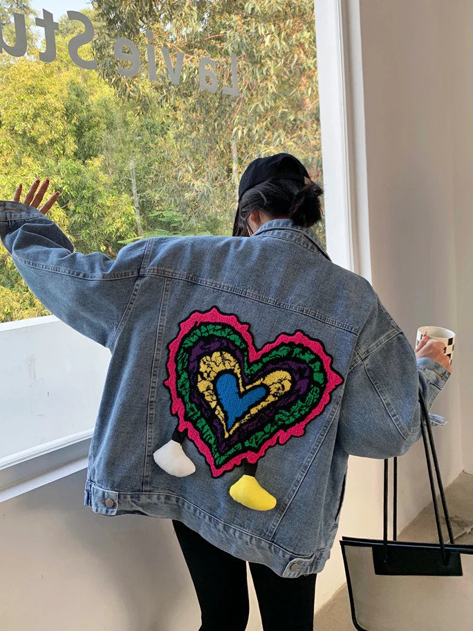 Melanie Embroidered Oversized Denim Jacket