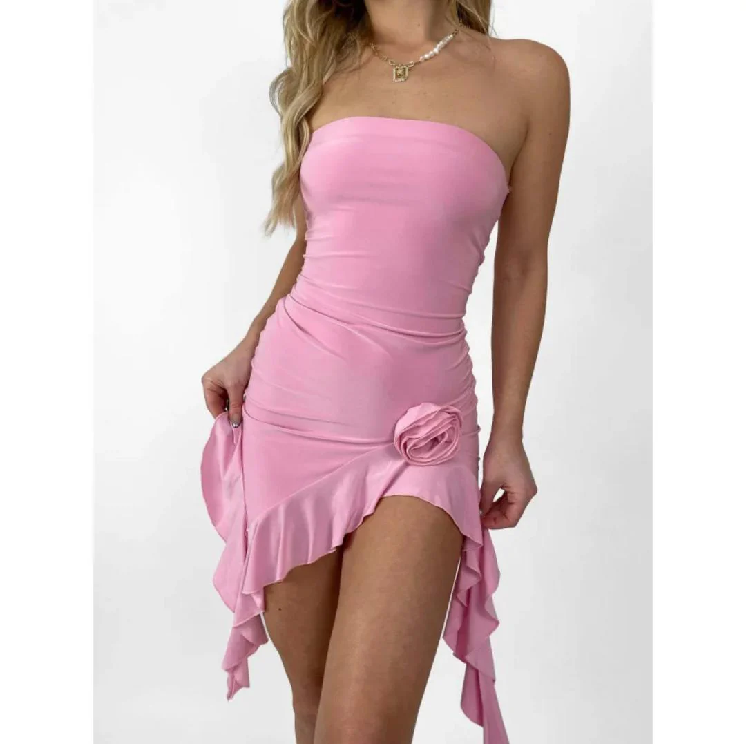 Melanie Rosette Offshoulder Dress In Pink - Image 2