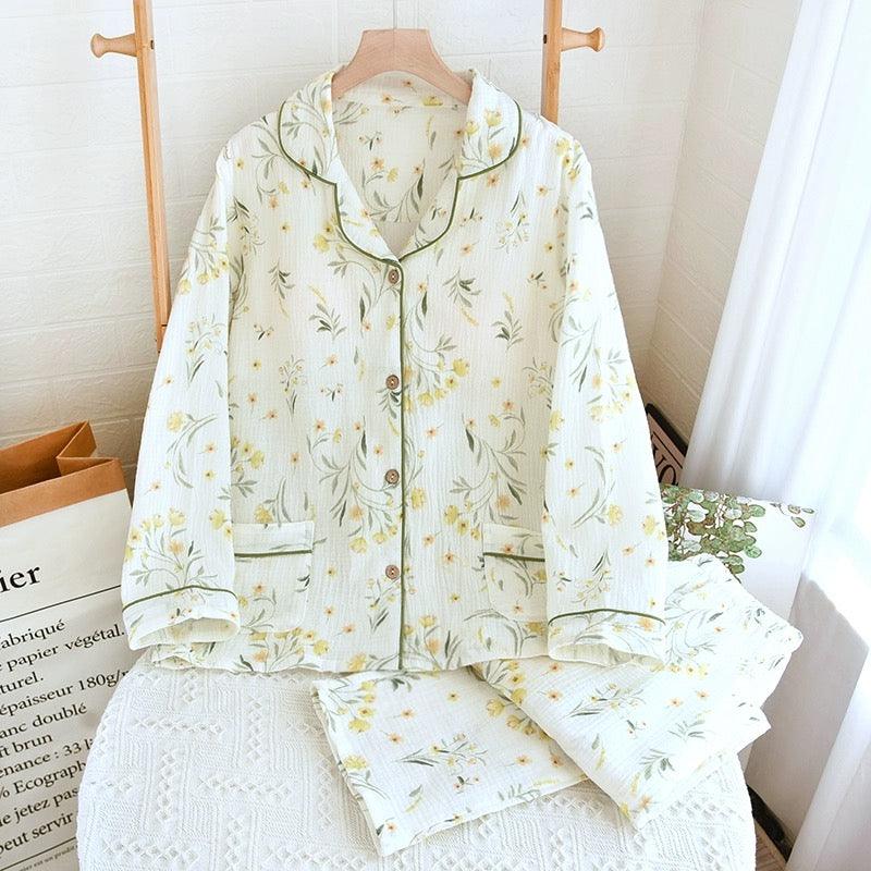 Melly Floral Cotton Nightsuits In Off-White - Image 3