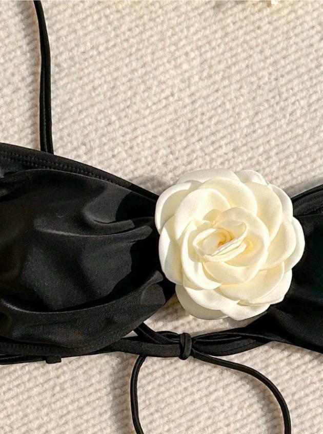 Meloe Rosette Summer Bikini In Black - Image 4