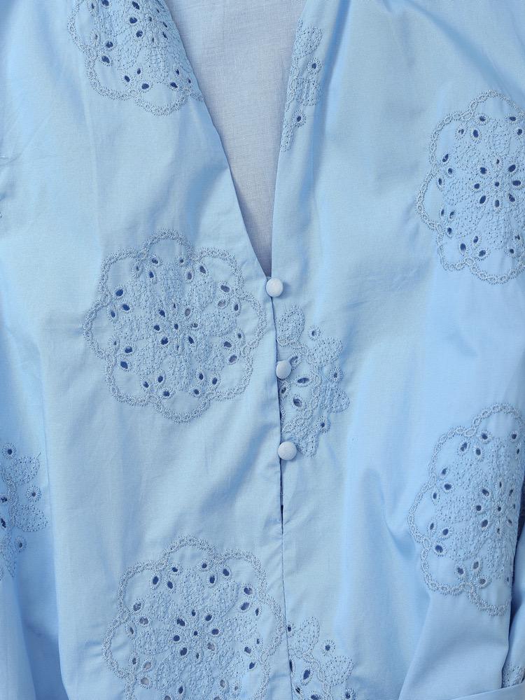 Melon Summer Eyelet Cotton Dress In Blue - Image 5