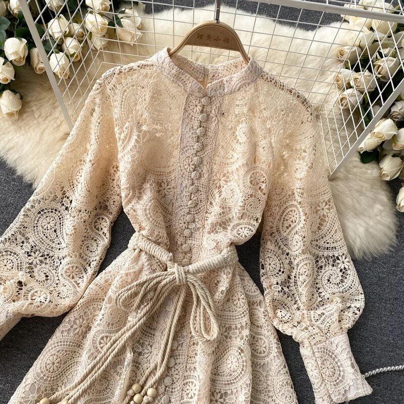 Mexicano Luxury Lace Dress In Beige - Image 6