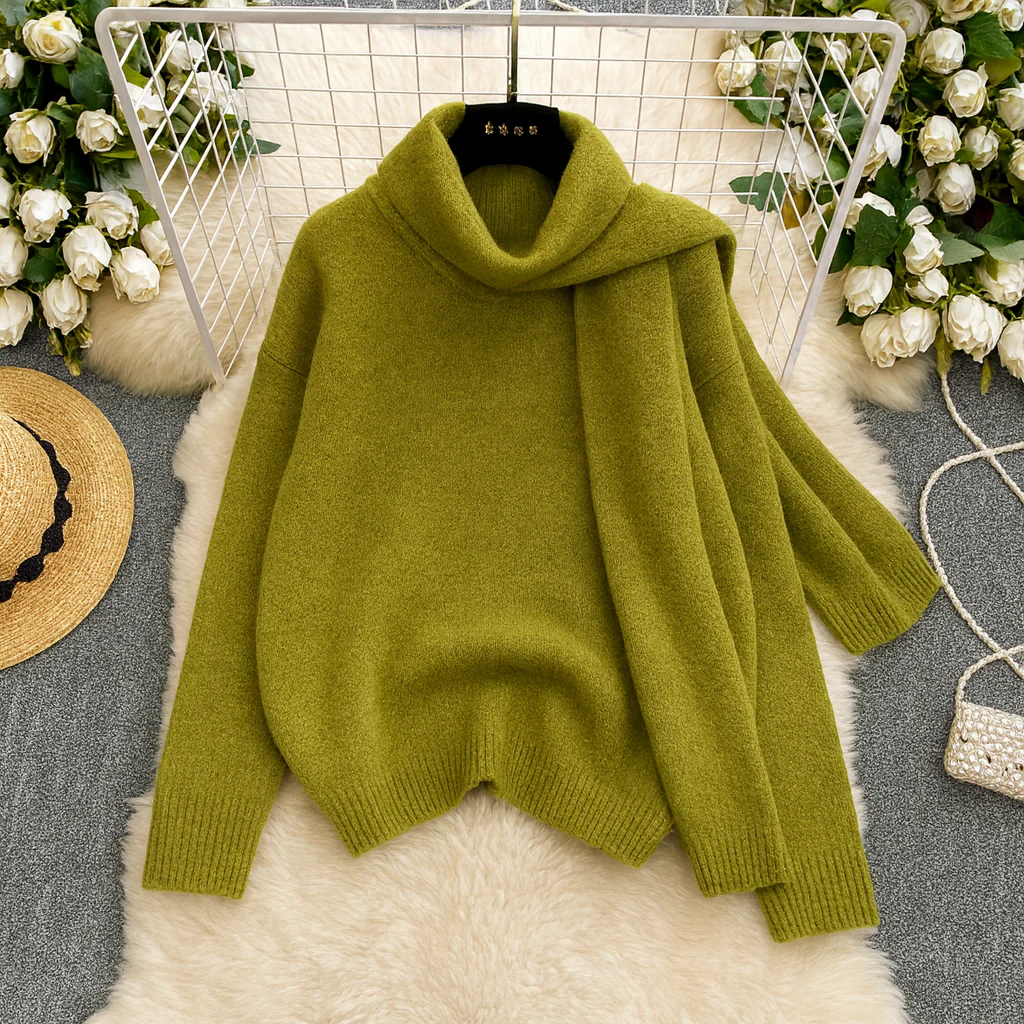 Miane Luxe Sweater With Scarf - Image 2