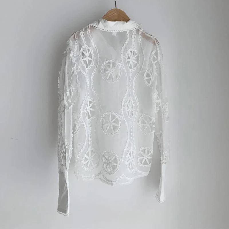 Milan Eyelet Blouse In White - Image 4