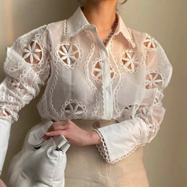 Milan Eyelet Blouse In White - Image 6