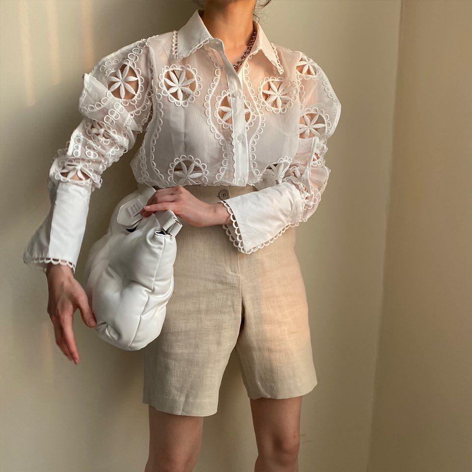 Milan Eyelet Blouse In White - Image 7