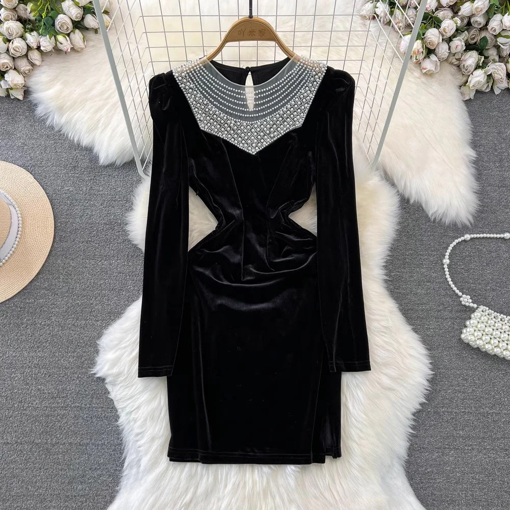Milena Pearl Velvet Mini Dress