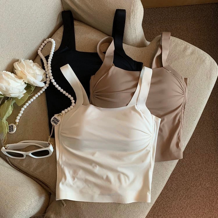 Mimi Seamless Tank Tops with Inbuilt Bra In Brown - Image 5