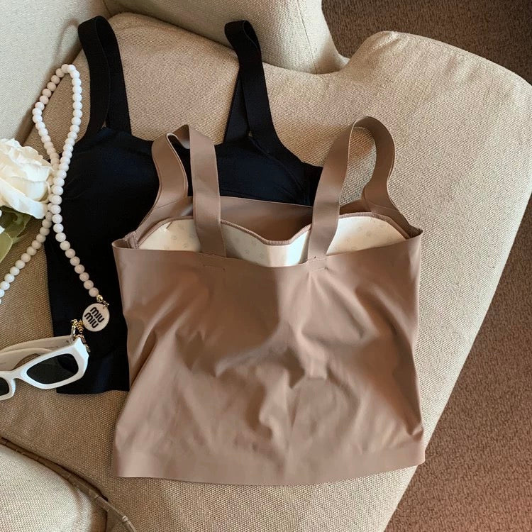 Mimi Seamless Tank Tops with Inbuilt Bra In Brown - Image 4
