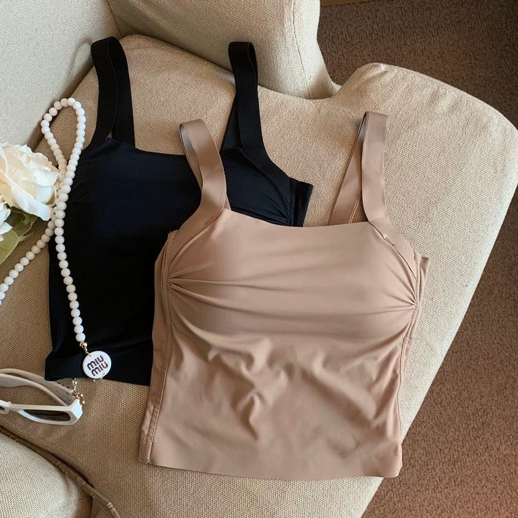 Mimi Seamless Tank Tops with Inbuilt Bra In Brown - Image 3