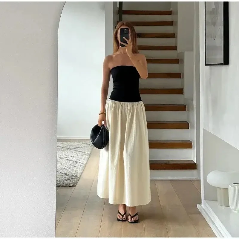 Miya Drop Waist Dress in Beige - Image 3