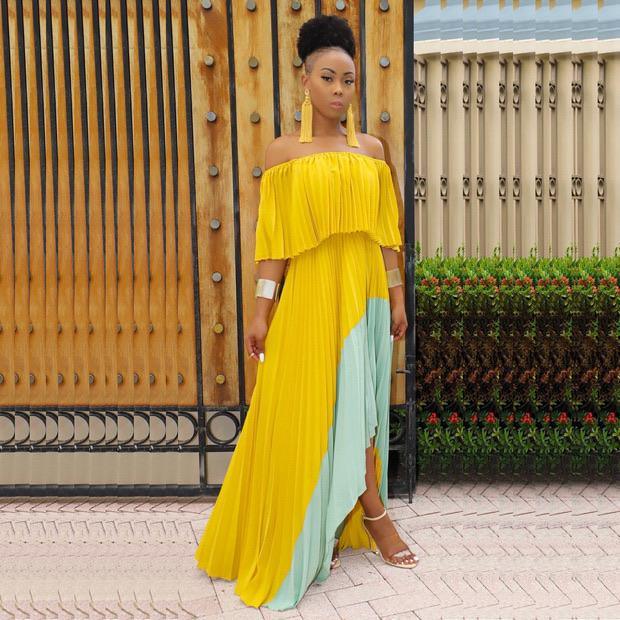Mosley Pleated Holiday Maxi In Yellow and Blue - Image 3