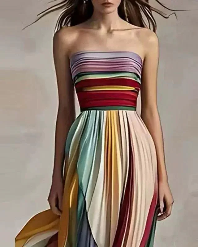 Mulberry Offshoulder Pleated Maxi Dress In Multicolor - Image 12