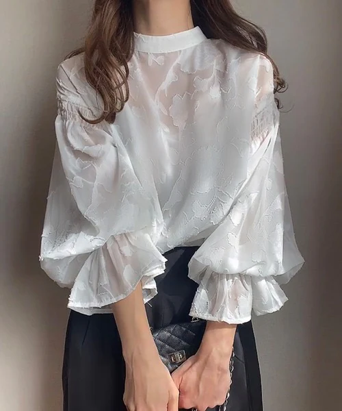 Natala Puffed Sleeve Formal Shirt In White - Image 3