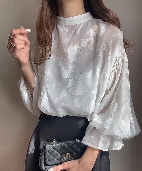 Natala Puffed Sleeve Formal Shirt In White - Image 4