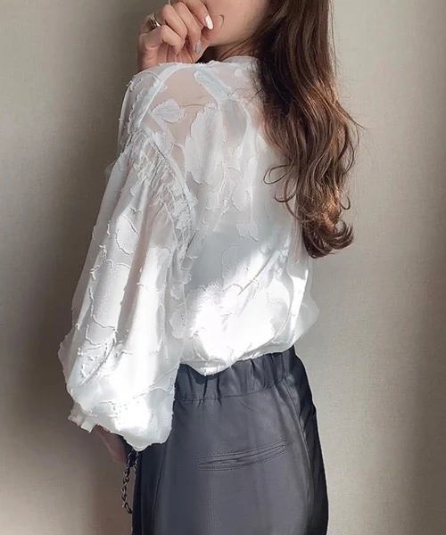 Natala Puffed Sleeve Formal Shirt In White - Image 5