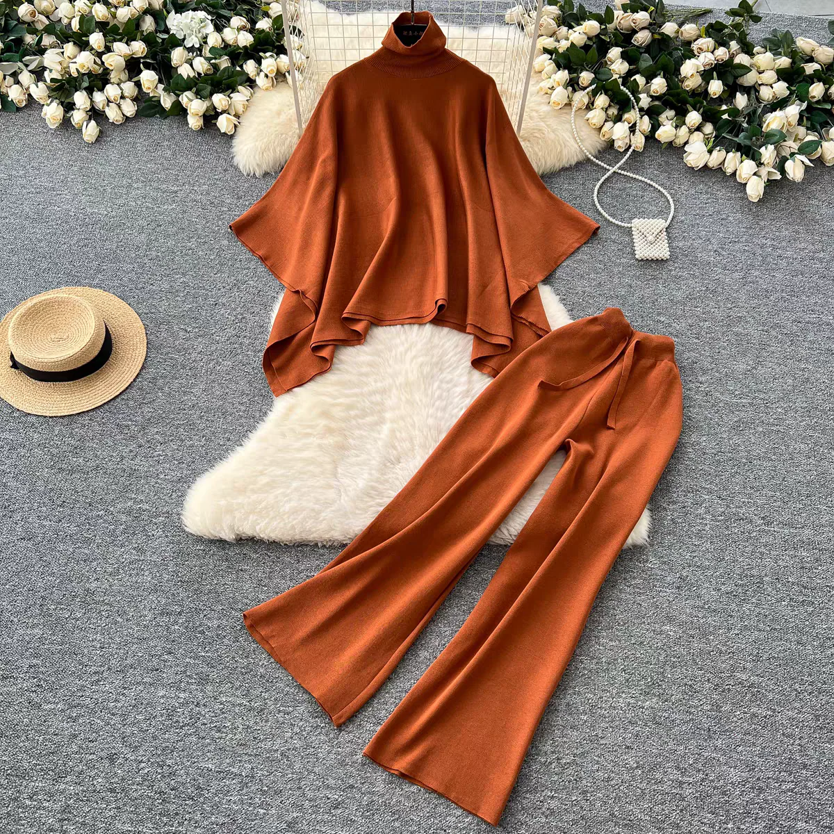 Natalia Luxe Winter Coord Set In Rust - Image 7