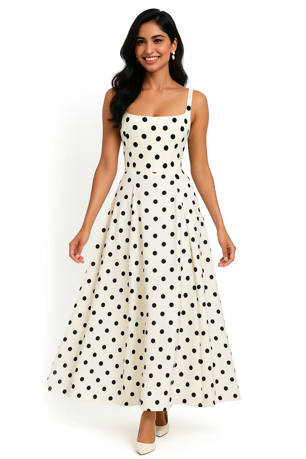Neiman Polka Summer Holiday Maxi Dress In Off-White - Image 4