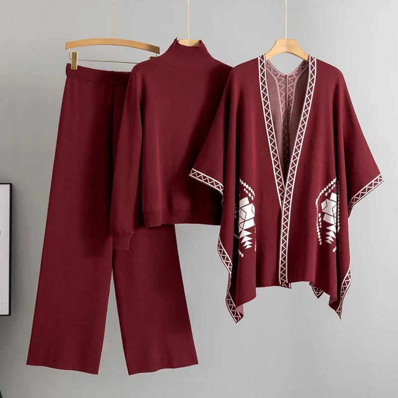 Nelya Luxe Winter Coord Set- With Cape