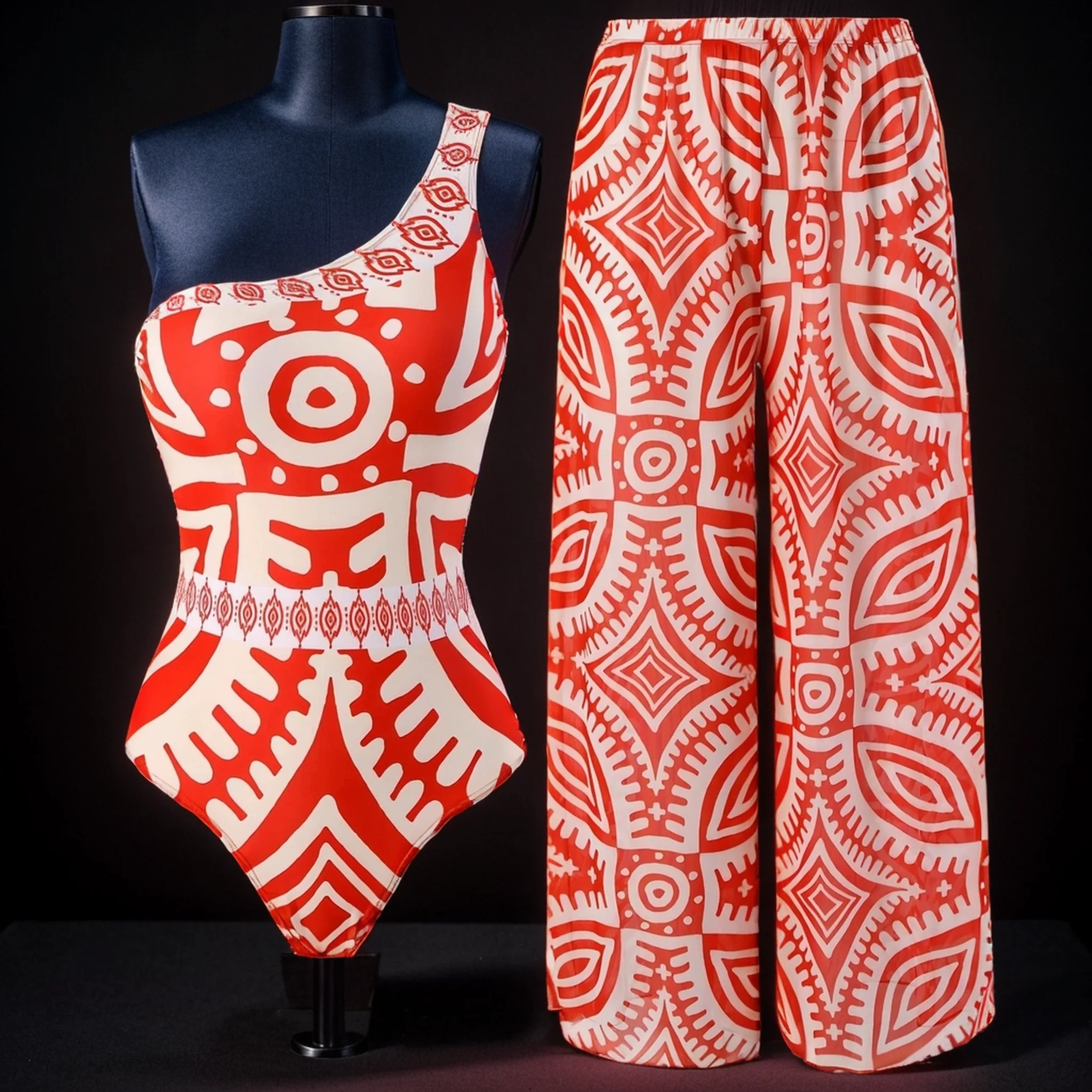 Nemo Swimsuit With Pants In Red - Image 3