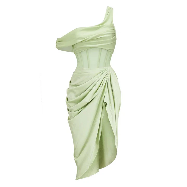 Nina Luxe Swimsuit With Skirt In Green - Image 2
