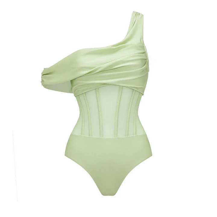 Nina Luxe Swimsuit With Skirt In Green - Image 3