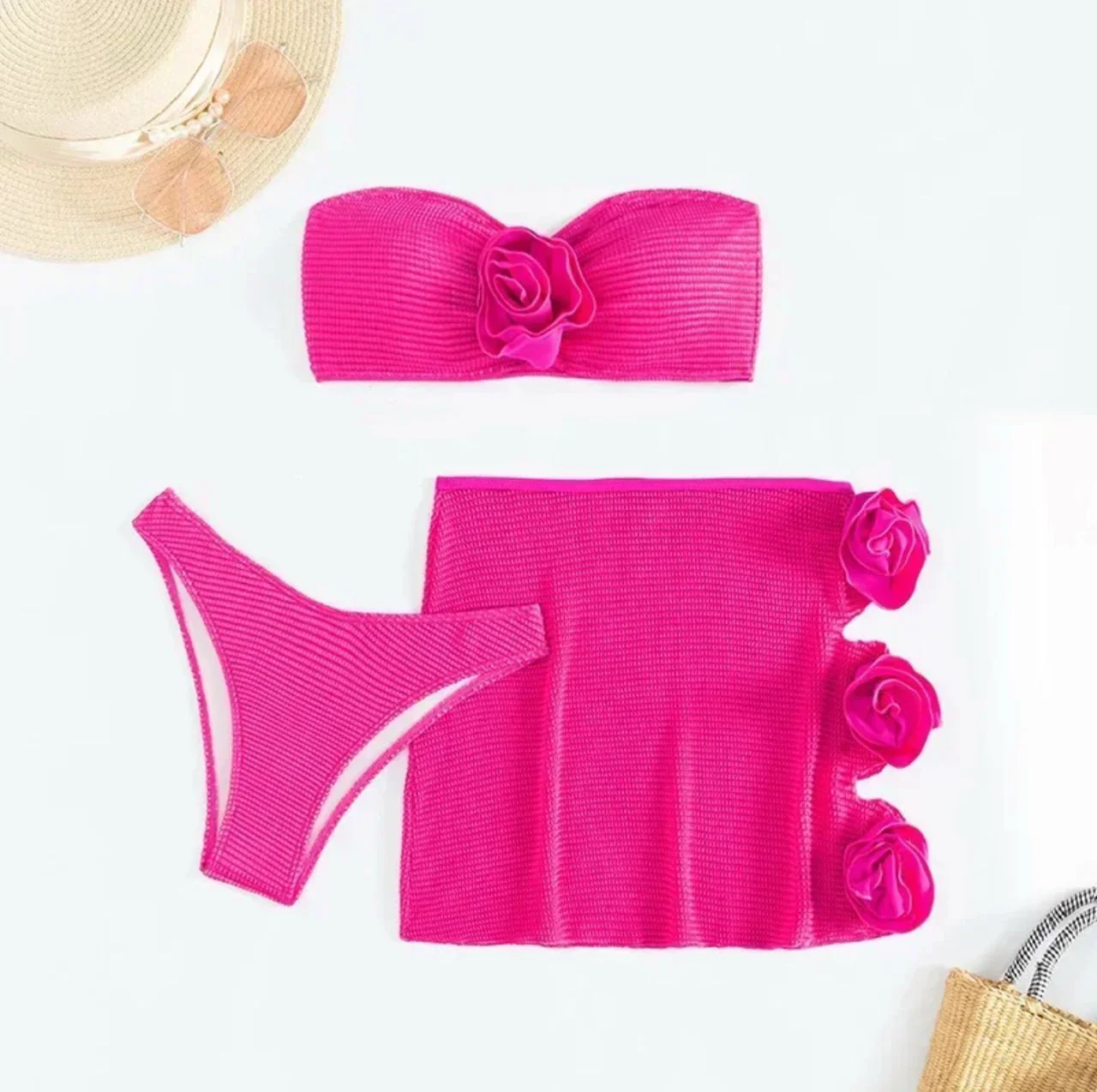Nina Rosette Bikini With Skirt In Pink - Image 3