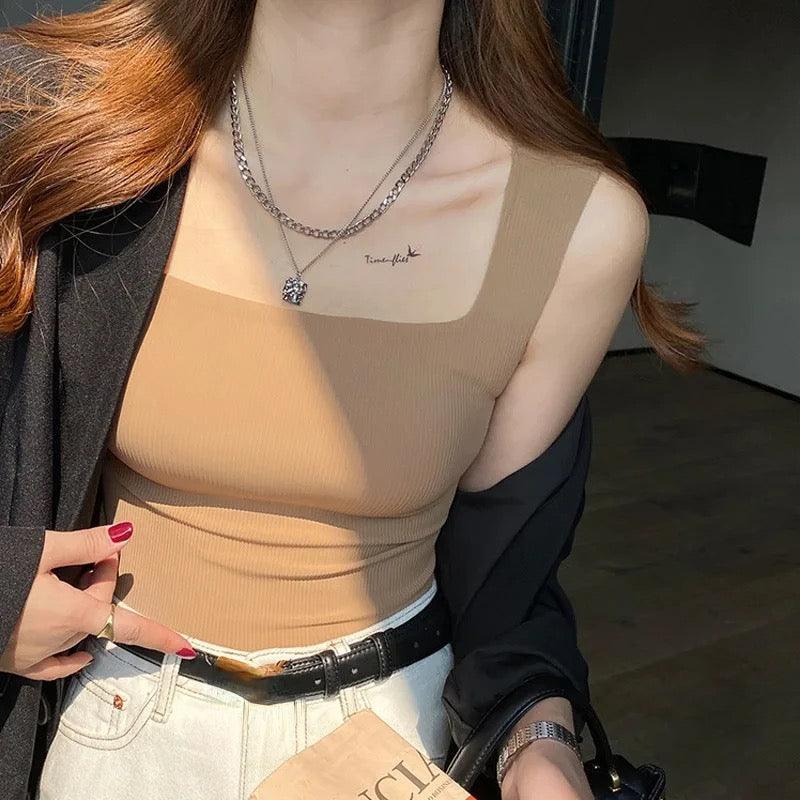 Nino Tank Tops with Inbuilt Bra in Brown - Image 4